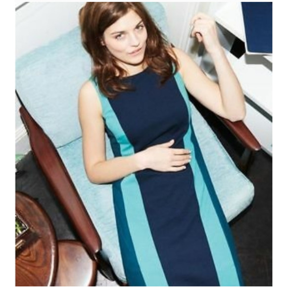 Boden Ponte Knit Color Block Striped Sheath Dress Blue Size 4 - Picture 5 of 12